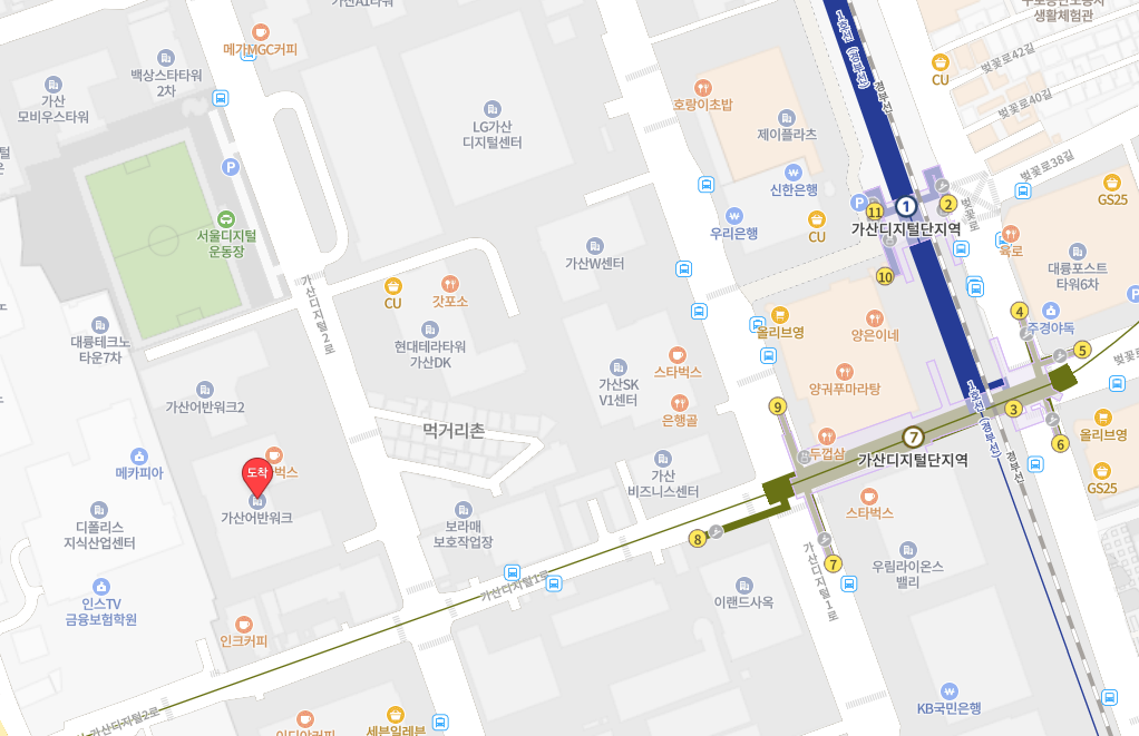 가산어반워크 네이버 지도 위치